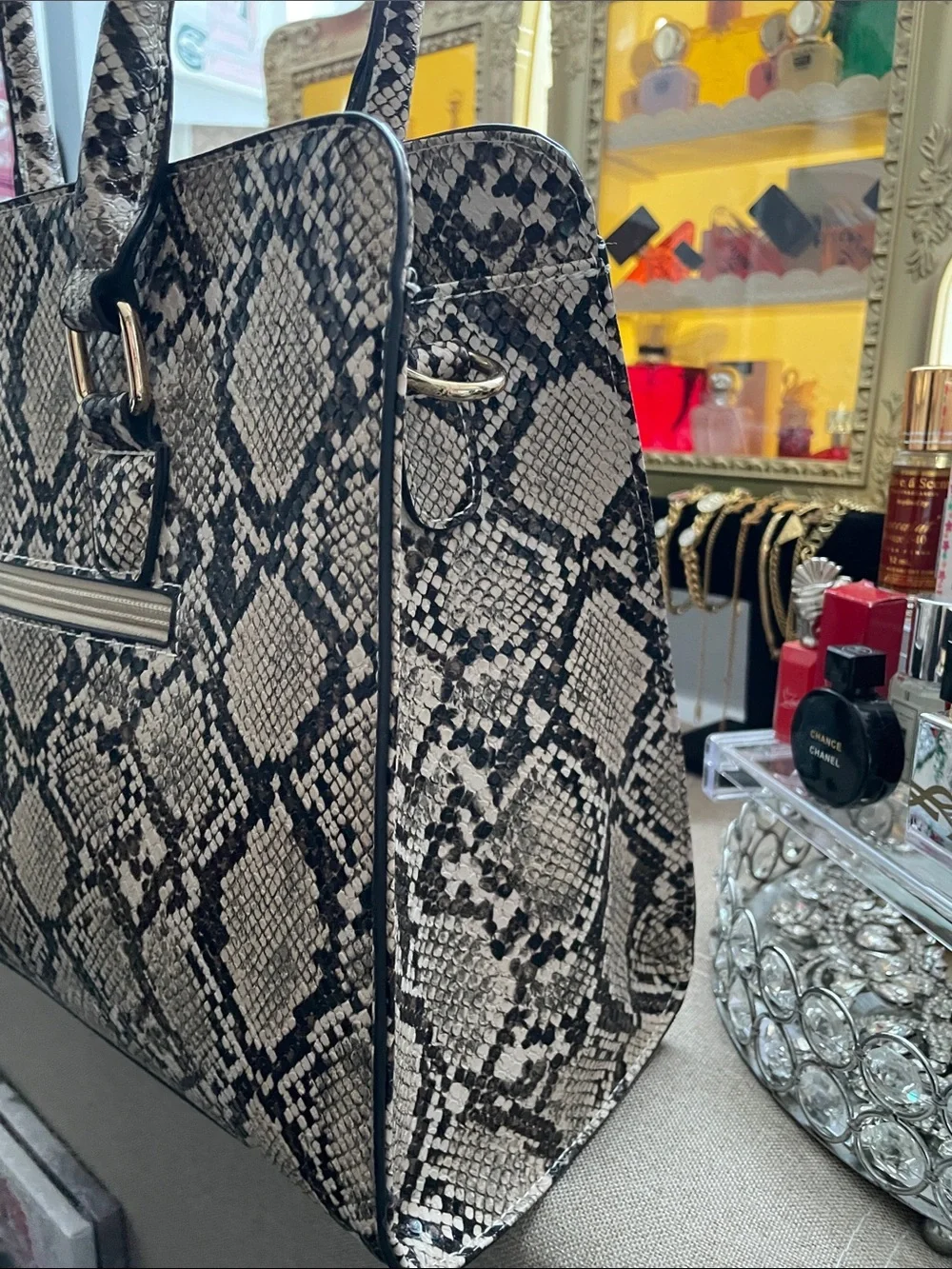 ✨Snakeskin large satchel bag w/ matching wallet ✨NWOT